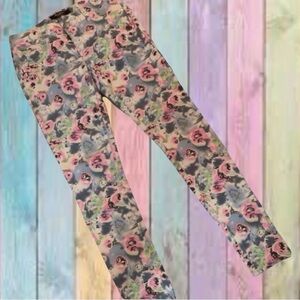 Boom Boom Blue Pink Floral Print Skinny Jeans